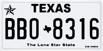 TX license plate BBO8316