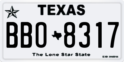 TX license plate BBO8317