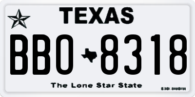 TX license plate BBO8318