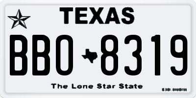 TX license plate BBO8319
