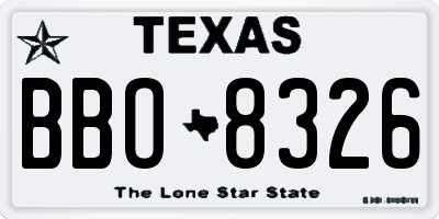 TX license plate BBO8326