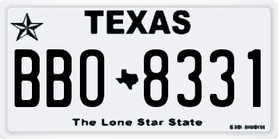 TX license plate BBO8331