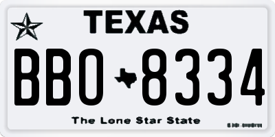 TX license plate BBO8334