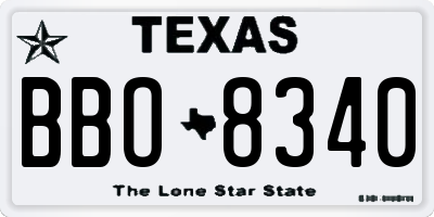 TX license plate BBO8340