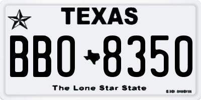 TX license plate BBO8350