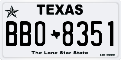 TX license plate BBO8351