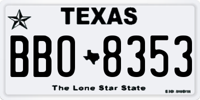 TX license plate BBO8353
