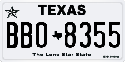 TX license plate BBO8355