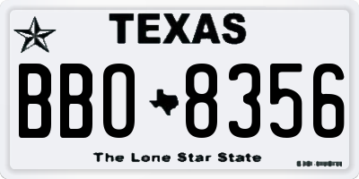 TX license plate BBO8356