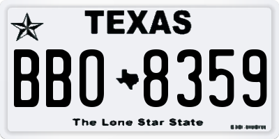 TX license plate BBO8359