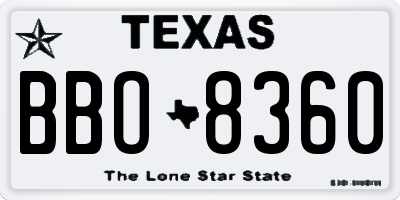 TX license plate BBO8360