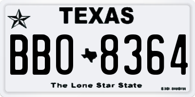 TX license plate BBO8364