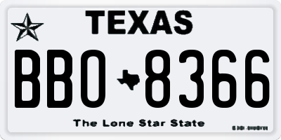 TX license plate BBO8366