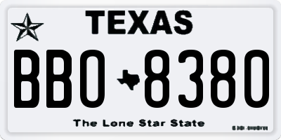 TX license plate BBO8380