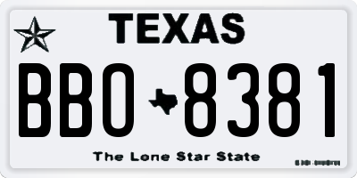 TX license plate BBO8381