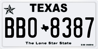 TX license plate BBO8387