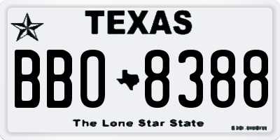 TX license plate BBO8388