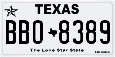 TX license plate BBO8389