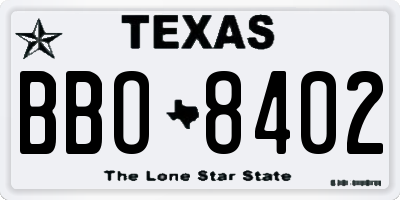TX license plate BBO8402