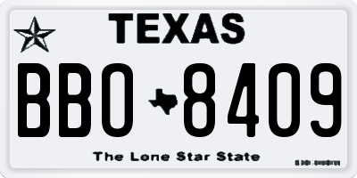 TX license plate BBO8409