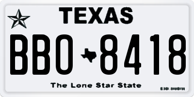 TX license plate BBO8418