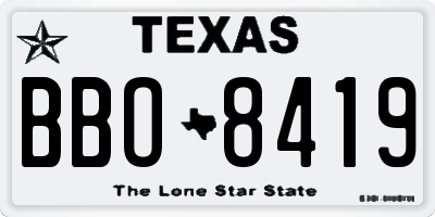 TX license plate BBO8419