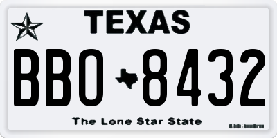 TX license plate BBO8432