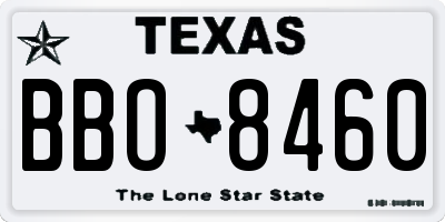 TX license plate BBO8460