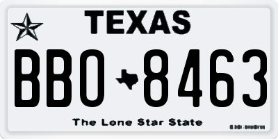 TX license plate BBO8463