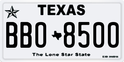 TX license plate BBO8500