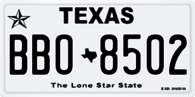 TX license plate BBO8502