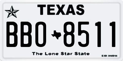 TX license plate BBO8511