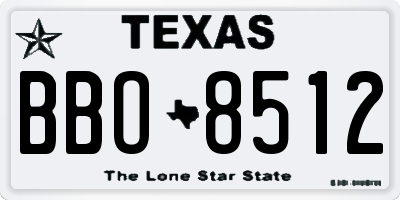 TX license plate BBO8512