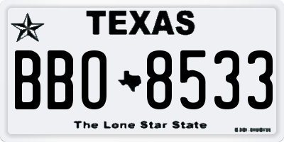 TX license plate BBO8533