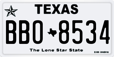 TX license plate BBO8534