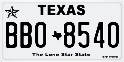 TX license plate BBO8540