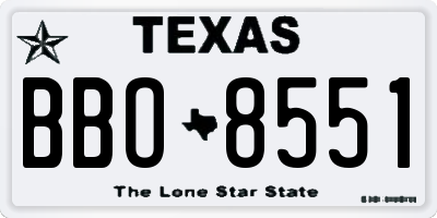 TX license plate BBO8551