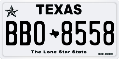 TX license plate BBO8558