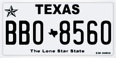 TX license plate BBO8560