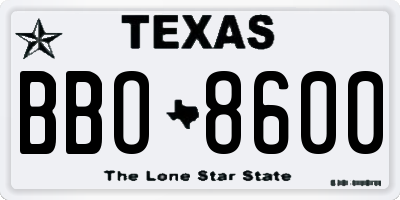 TX license plate BBO8600