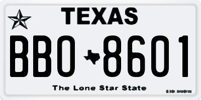 TX license plate BBO8601
