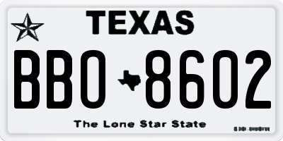 TX license plate BBO8602