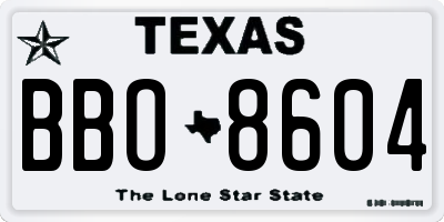 TX license plate BBO8604
