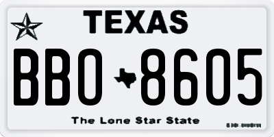TX license plate BBO8605