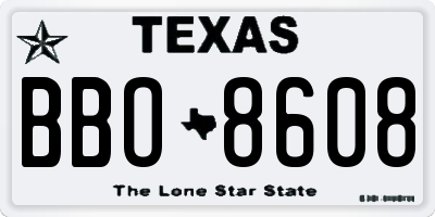 TX license plate BBO8608
