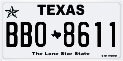 TX license plate BBO8611