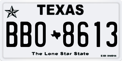 TX license plate BBO8613
