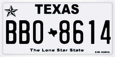 TX license plate BBO8614