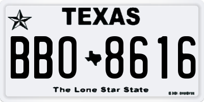 TX license plate BBO8616