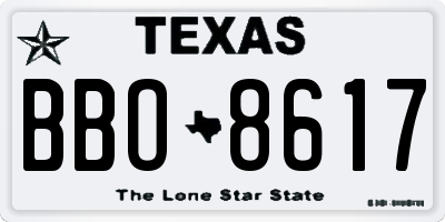 TX license plate BBO8617